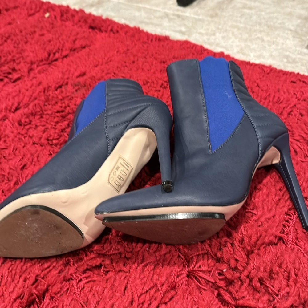 Blue leather booties